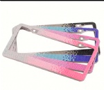 Gradient colours Bling Bling License Plate Frame US Standard Stainless Steel rhinestone license plate frame for car