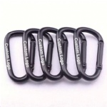 Aluminum Alloy Hooks Custom Logo 7# Promotional Metal Keychains All Matte Black Carabiner For Fishing Hiking Camping