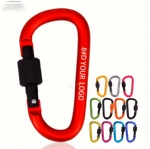 cheap 8#D shaped lock custom logo screw Aluminum alloy metal spring carabiner clip keychain wholesale hooks for hiking