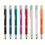 customer laser engraved logo business gift aluminium metal ball pen with black touch screen stylus