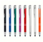 customer laser engraved logo business gift aluminium metal ball pen with black touch screen stylus