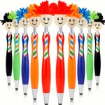 Doll Head Stylus Screen Ballpoint Pen Smiley Mop Topper Pen