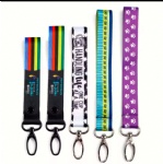 Hot woven fabric personalized wristlet strap lanyards custom metal carabiner printed polyester phone short lanyard with logo