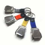 aircraft seatbelt buckle Graved metal keychain