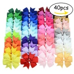 Solid Color Ribbon Fishtail Bow Hair Clip 40 Colors Children's Hair Clip Hair Accessories