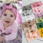 Kids Big Bow Soft Elastic Nylon Headband Solid color Big Bow head wrap cotton Fabric Baby Bow Headband For Kids