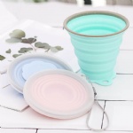 150ml 350ml Outdoor Buckle Coffee Cup Foldable Water Cup Reusable Folding Collapsible Silicone Coffee Cup with Straw