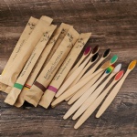 Natural Bamboo Toothbrush Biodegradable Portable Travel Toothbrush Soft Bristles Flat With Kraft Paper Bag Packaging