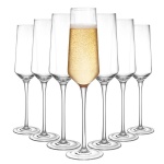 260 ml 8.8 oz Classy Champagne Flutes - Hand Blown Crystal Champagne Glasses Set of 8 Elegant Flutes