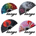 Large 13 inch Custom Fabric Folding Hand Fan Bamboo Hand Held Fan For Gifts