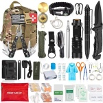 126Pcs Emergency Survival Kit and First Aid Kit Professional Survival Gear SOS Emergency Tool with Molle Pouch for Camping