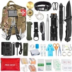 126Pcs Emergency Survival Kit and First Aid Kit Professional Survival Gear SOS Emergency Tool with Molle Pouch for Camping