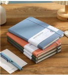 Stationery A5 soft leather blank hardcover bright color customizable writing strap notebooks journals with pen holder