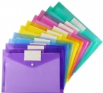 Custom A4 Snap Button Document Bag Plastic PP Transparent Envelope Pocket Wallets Office Files Folder With Card Slot