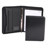 custom large capacity multiple business cards card position black A4 leather folder with notepad meeting