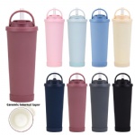 24oz 30oz ceramic stainless steel straw Large Capacity vacuum Tumbler portable Handle double-layer thermos cup