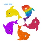 big size silicone dolphin shaped bubble sensory push fidget toys set