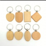 Custom Laser Silk Print Screen High Quality Circle Phone Holder Blank Screws Wooden Keychain for Engraving