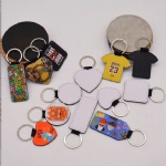 Custom sublimation Silk Printing Leather Keyring PU Keychain