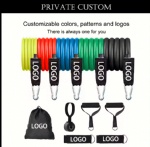 Custom Logo TPE 11Pcs Resistance Band Set with Bar