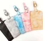 Corporate Business Gift Custom Pint Marble Bulk Blank Travel Bag Suitcase Saffino PU Leather Luggage Tags With Buckle Strap