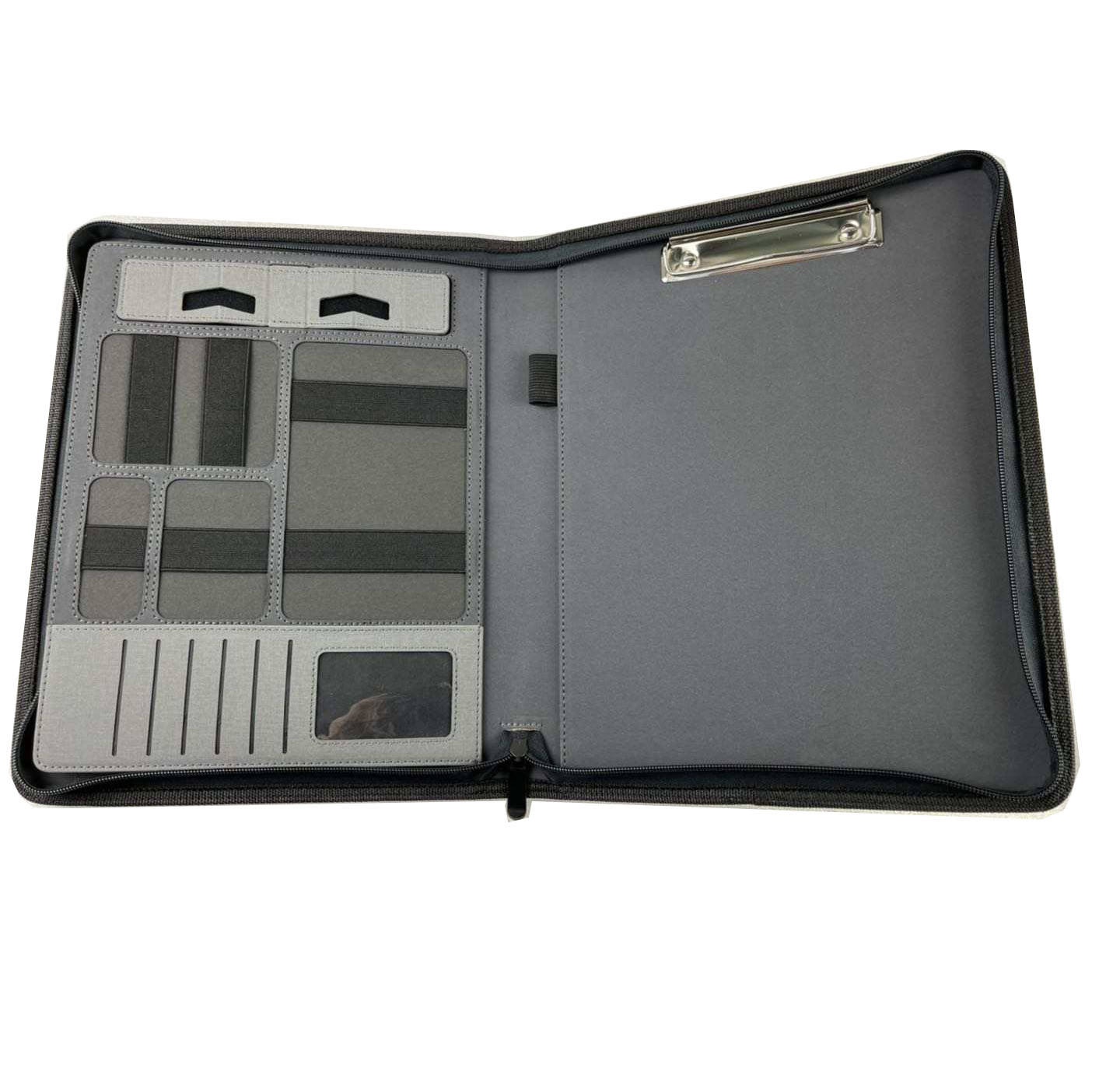 A4 Portfolio Business File Folder Leather Zipper Portfolio with Pen Phone Holder A4 Portfolio Business File Folder Leather Zipper Portfolio with Pen Phone Holder