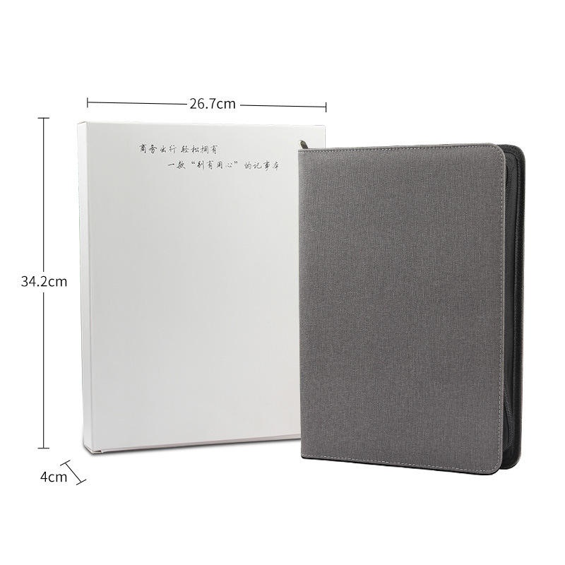 A4 Portfolio Business File Folder Leather Zipper Portfolio with Pen Phone Holder A4 Portfolio Business File Folder Leather Zipper Portfolio with Pen Phone Holder