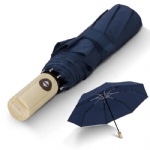 21 Inch Lightweight Bamboo Handle Folding Automatic Umbrella