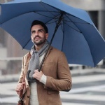 27 Inch Auto Open Fiberglass Ribs J Hook Umbrella